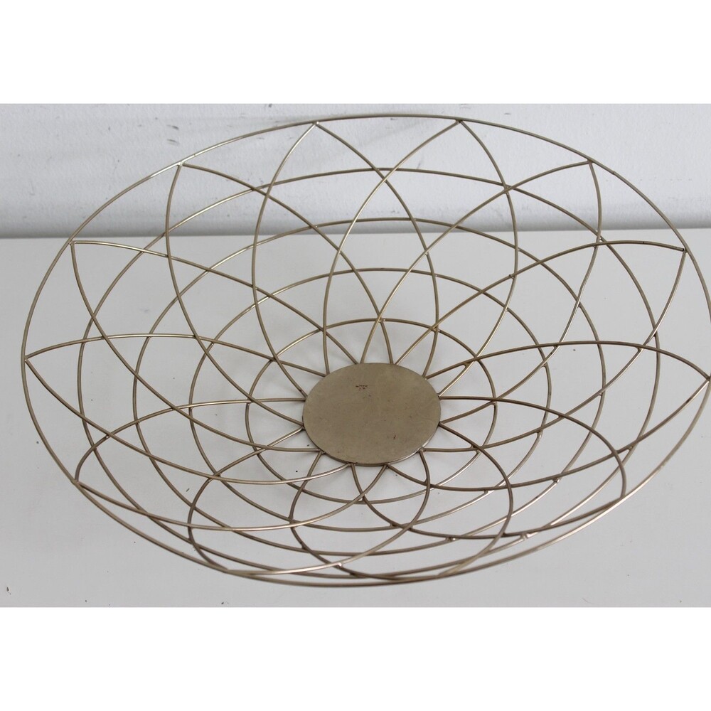 Large 18" Round brass wire Lotus basket Home Décor Staging